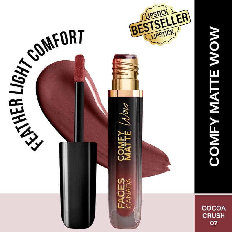 Faces Canada Comfy Matte Wow Liquid Lipstick - Cocoa Crush 07, 8HR Stay Lightweight