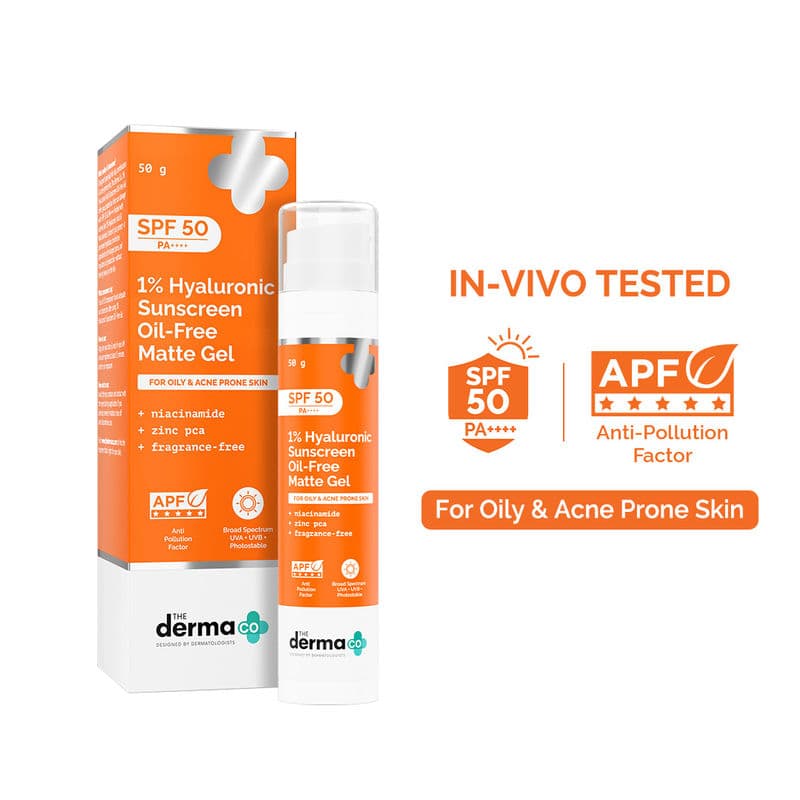 The Derma Co 1% Hyaluronic Sunscreen Oil-Free Gel With Spf 50 Pa++++ For Oily ... - In-Vivo tested