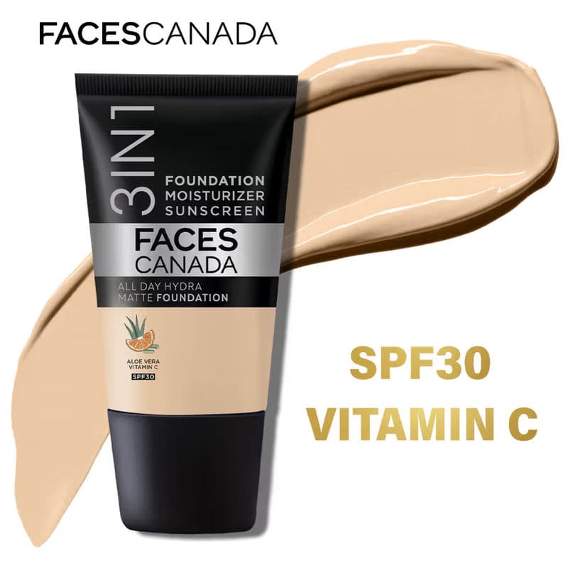 Faces Canada All Day Hydra Matte Mini - 3 In 1 Foundation + Moisturizer + SPF 30 - Absolute Ivory