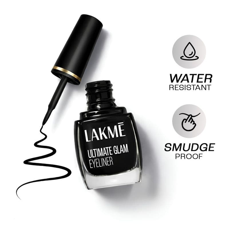 Lakme Ultimate Glam Eye Liner, Semi Matte, Waterproof, Smudgeproof, Quick Drying , Black