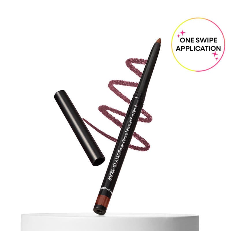 Nykaa GLAMOReyes Waterproof & Smudgeproof Colored Kajal Eyeliner Eye Pencil - Bronzite (Brown)