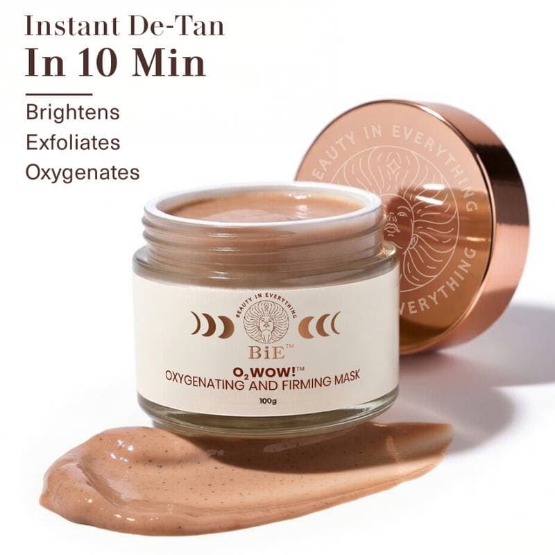 BiE O2Wow! Face Mask For Daily Tan Removal, Reduces Dark Spots & Pigmentation, Gentle Exfoliator