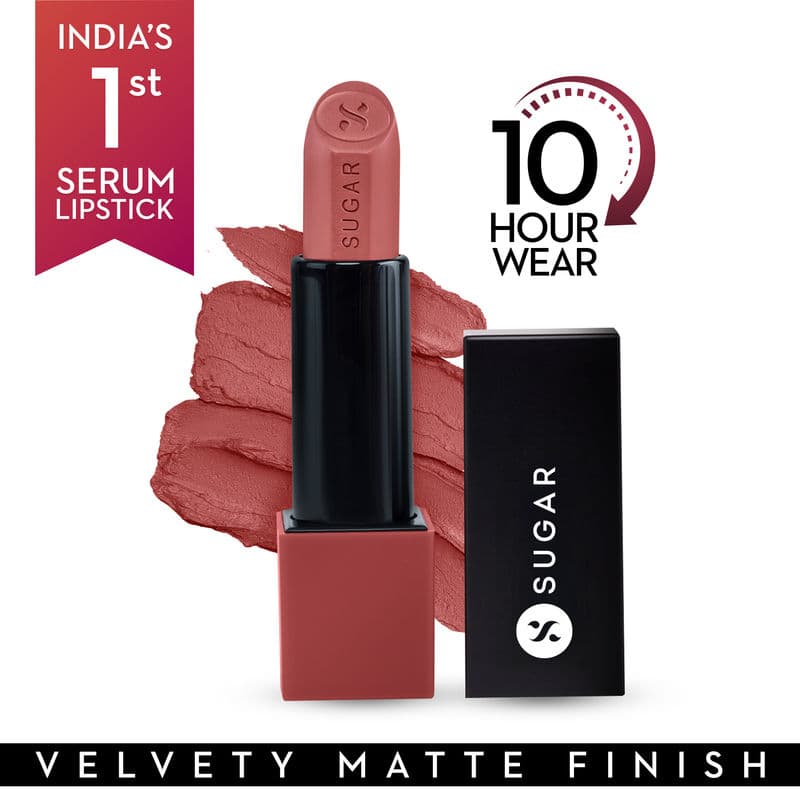 SUGAR Glide Peptide Serum Lipstick with Vitamin E |1 Swipe Full Coverage - 02 Positano Peach