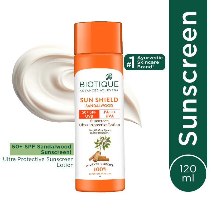 Biotique Sun Shield Sandalwood Ultra Protective Lotion SPF 50+ PA+++ UVA/UVB Sunscreen