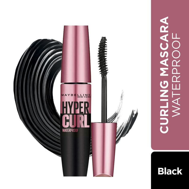 Maybelline New York Hypercurl Waterproof Mascara, Smudge & Highly Pigmented Very Black