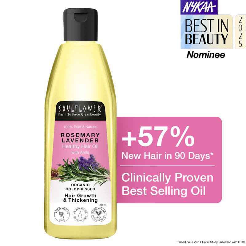 Soulflower Organic Rosemary Lavender Amla Healthy Hair Growth Oil-Scalp Nourishment- Castor Olive Coconut