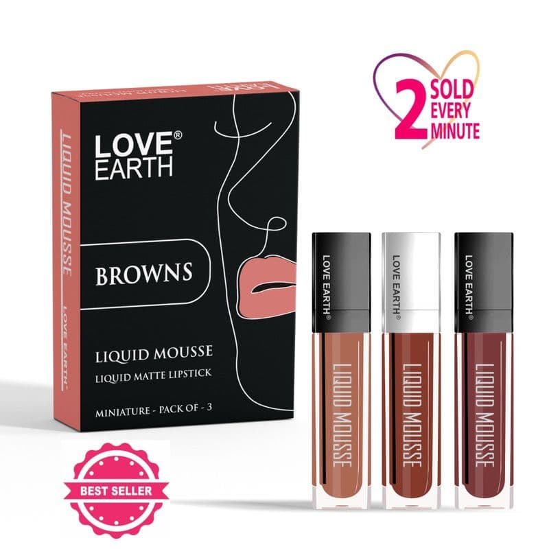 Love Earth Liquid Mousse Matte Lipstick - Browns - Pack Of 3
