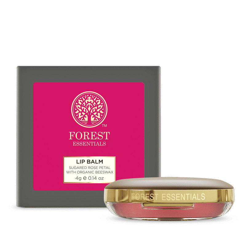 Forest Essentials Luscious Lip Balm With Organic Beeswax For Dry Chapped Lips - Sugared Rose Petal