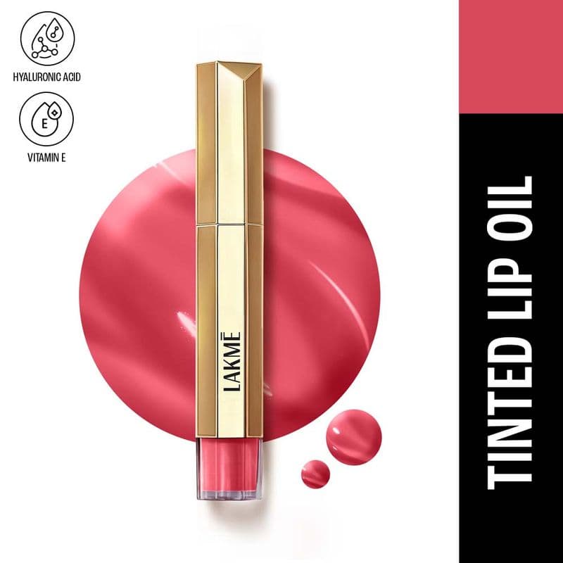 Lakme 9to5 Overtime Shine Hydrating Tinted Lip Gloss Oil With Hyaluronic Acid - Pink Bloom