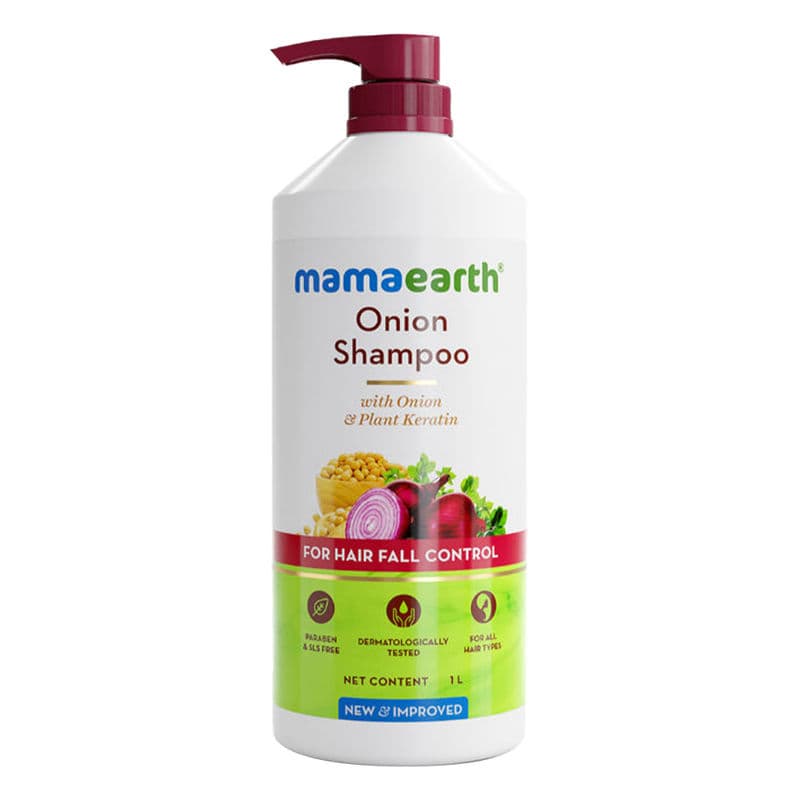 Mamaearth Onion Shampoo for Anti Hair Fall & Hair Growth with Onion Oil & Plant Keratin 1 Ltr