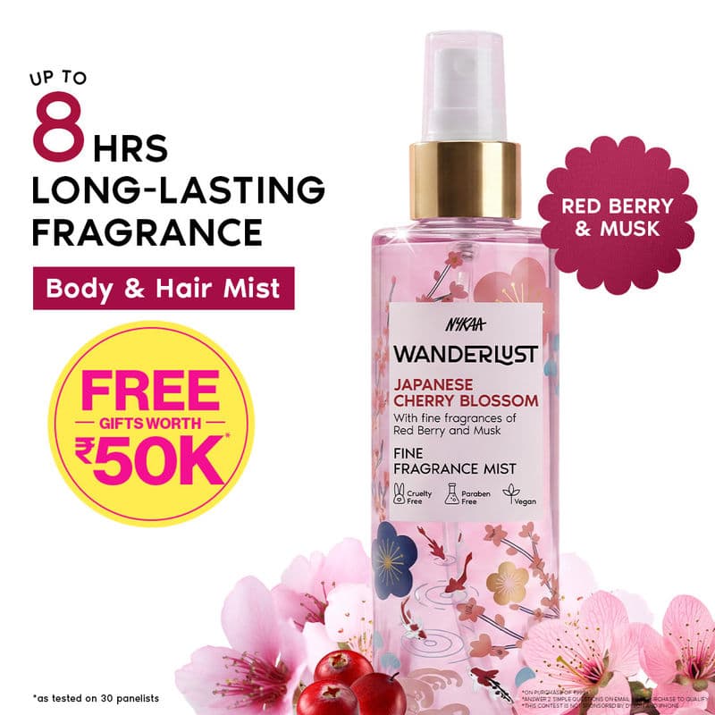 Wanderlust Japanese Cherry Blossom Floral Perfume Mist with Sakura & Musk for Body & Hair