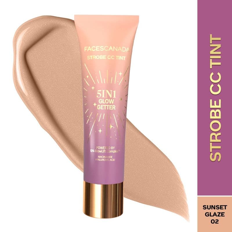 Faces Canada Strobe CC Tint - Sunset Glaze 02, 5in1 with BB & CC Cream & Highlighter