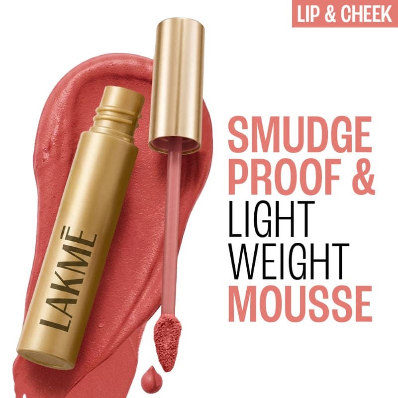Lakme 9 To 5 Double Duty Lip & Cheek Mousse Matte Lipstick & Soft Blush For Dewy Look, Blush Velvet