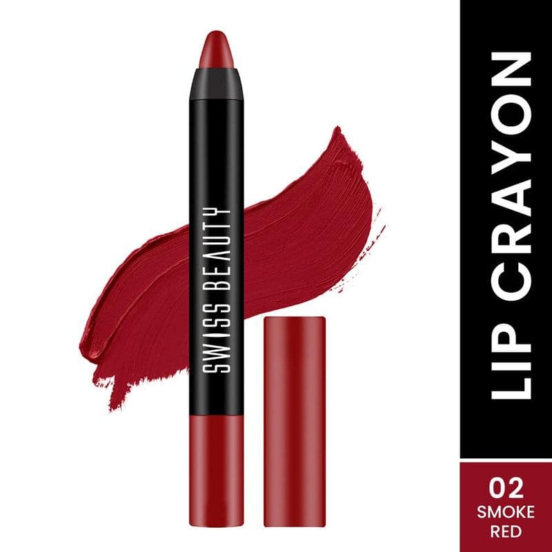 Swiss Beauty Matte Long Lasting Stay Maxx Lip Crayon Lipstick Matte Finish - 2 Smoke Red