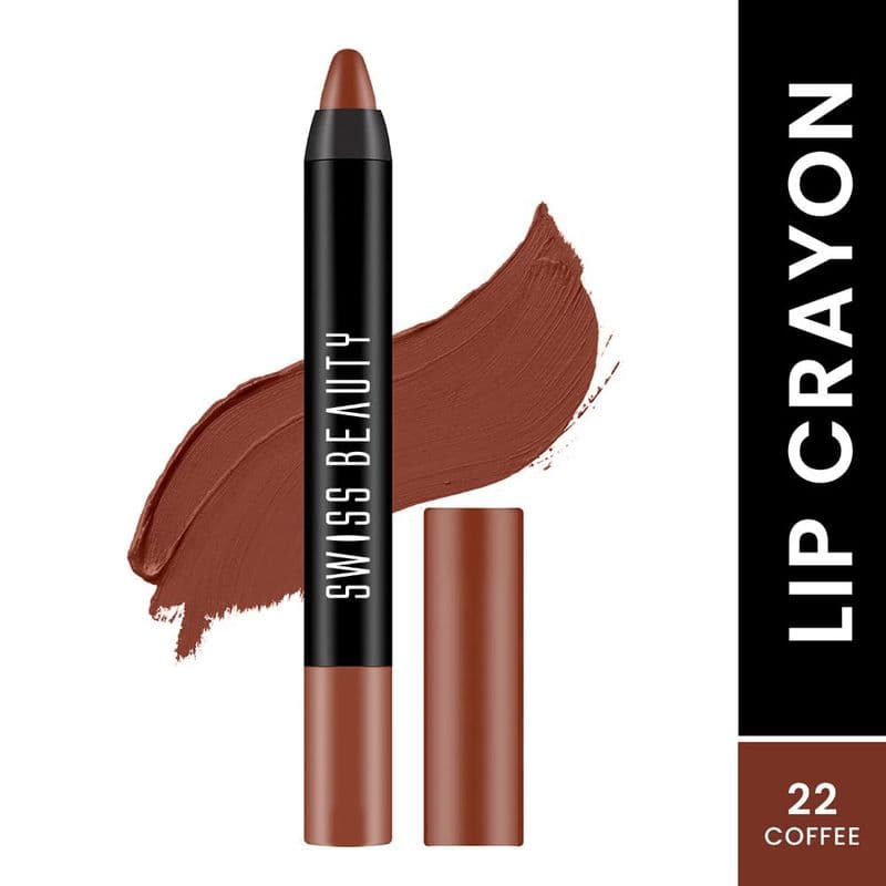 Swiss Beauty Matte Long Lasting Stay Maxx Lip Crayon Lipstick Matte Finish - 22 Coffee