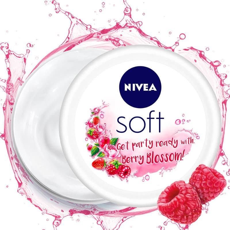 NIVEA SOFT Light cream with Vit E, Jojoba oil & Berry fragrance for Non-sticky, Soft & Hydrated skin
