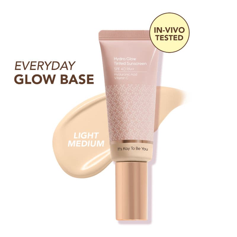 Kay Beauty Hydra Glow All in One Serum Skin Tint-SPF 40 PA++, Hyaluronic Acid & Vit C - Light Medium