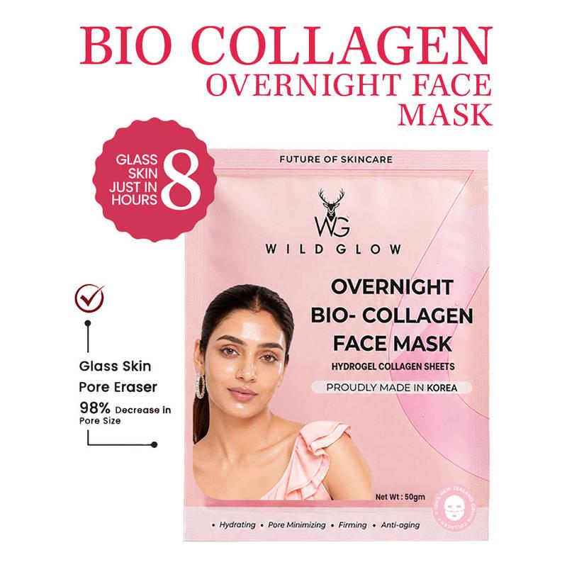 WILDGLOW Korean Glass Skin Bio-Collagen Overnight Face Mask - Pack of 16