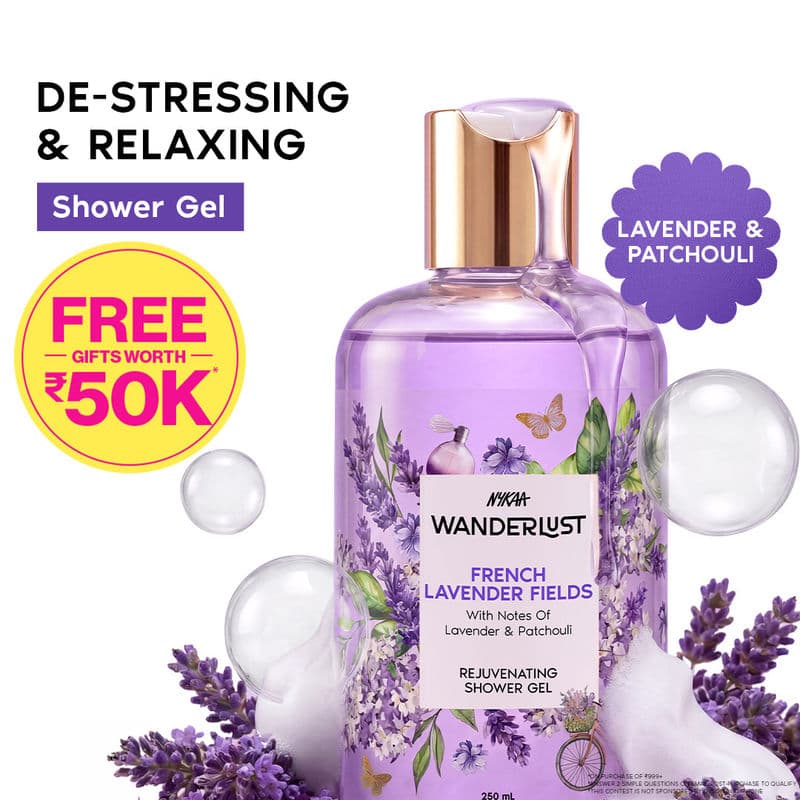 Nykaa Wanderlust French Lavender Floral Perfume Body Wash Lavender And Patchouli for Hydrated Skin