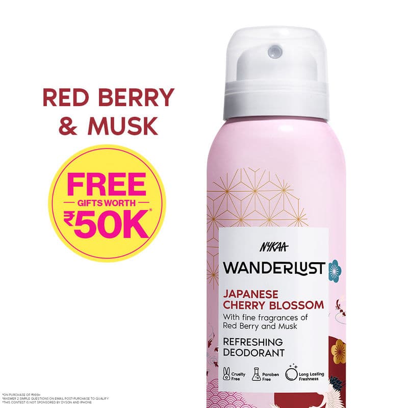 Wanderlust Japanese Cherry Blossom Deodorant Spray for Women, Lasting Floral Freshness, 48 Hrs