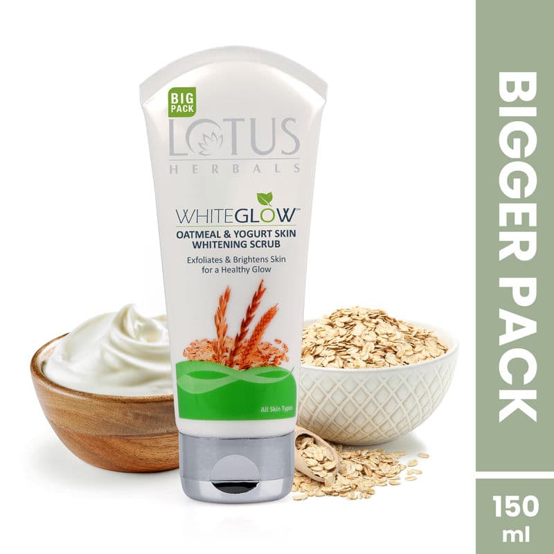 Lotus Herbals WhiteGlow Skin Brightening Oatmeal & Yogurt Face Scrub | All Skin Types