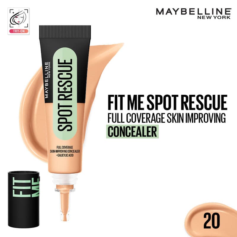 Maybelline New York Fit Me Spot Rescue Full Coverage Concealer, Fades Spots, Minimizes Pimples - 20