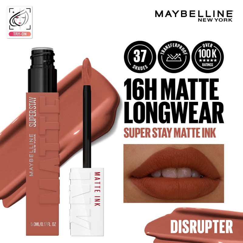 Maybelline New York Super Stay Matte Ink Liquid Lipstick, Lasts Up to 16 Hours - Disrupter