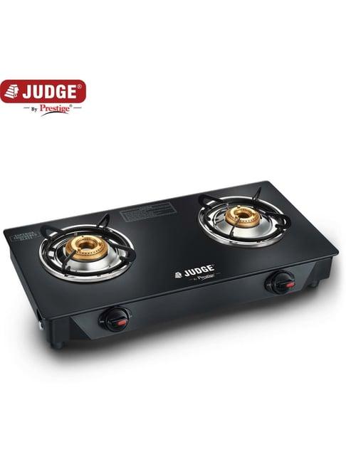 JUDGE Deluxe Black Glass Toughened 2 Burners Gas Stove