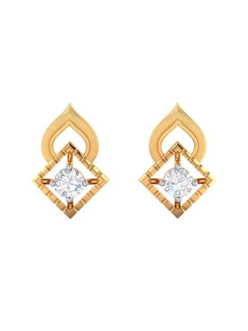BIS Hallmarked 14k Yellow Gold Sparkling Stud Earrings for Women & Girls