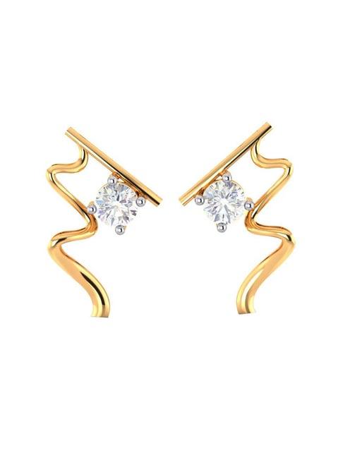 BIS Hallmarked 14k Yellow Gold Wave Style Stud Earrings for Women & Girls