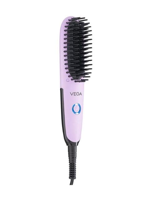 Vega Go Mini VHSB-05 Hair Straightener Brush with Ceramic Coated Bristles (Purple)
