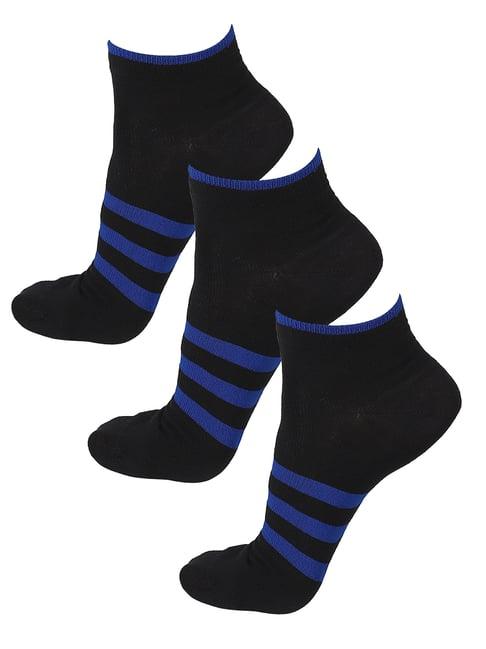 Bodycare Black & Blue Cotton Striped Socks (Pack Of 3)