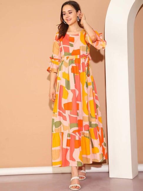 Moms Maternity Multicolor Geometric Maternity Dress