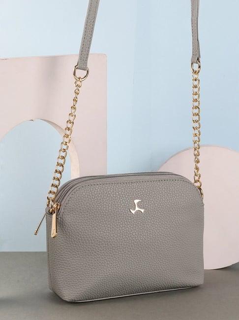 Mochi Grey Solid Medium Sling Handbag