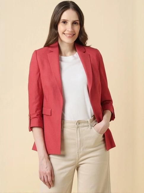 Allen Solly Red Regular Fit Blazer