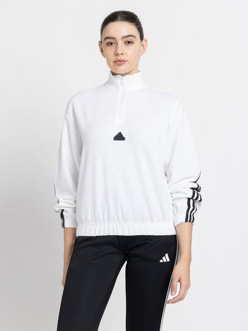 Adidas White W FI 3S QZ Hoodie