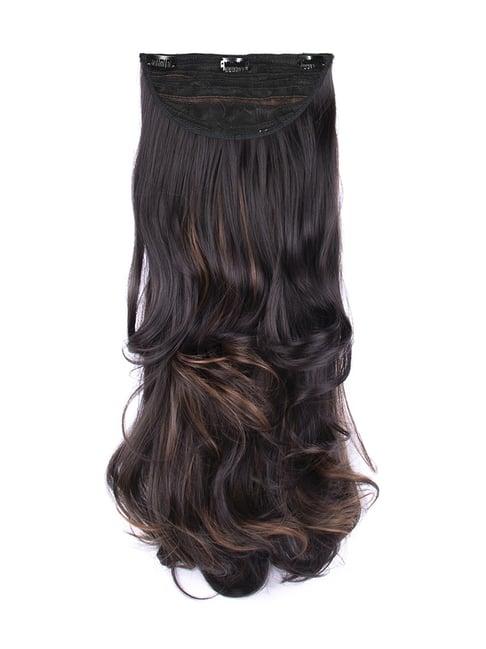 Stasia Street Clip-In Out Curl Dark Brown Hair Extensions With Copper Highlights - 24 Inches