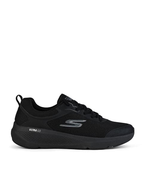 Skechers Men Go Run Black Elevate Lace Up Running Shoes