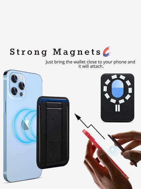 Gripp¿ Premium Leather Magnetic Card Holder Wallet Case for Mobile - Black