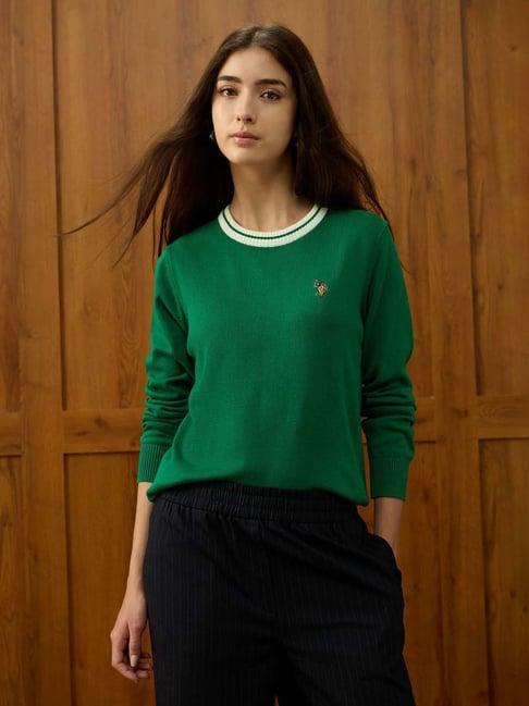 U.S. Polo Assn. Green Cotton Relaxed Fit Sweater