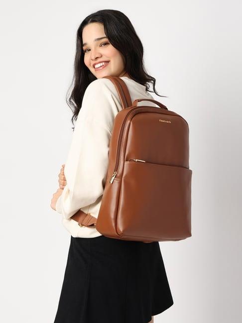 Fastrack Tan Textured Large Laptop Backpack