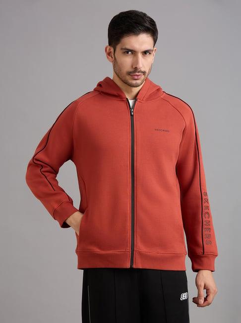 Skechers Orange Regular Fit Sports Hoodie