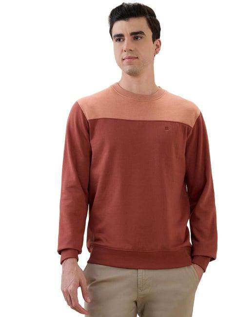 Raymond Orange Regular Fit Brocade Sweatshirt