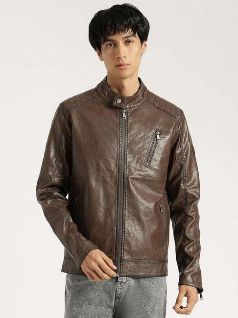 United Colors of Benetton Brown Regular Fit Biker Jacket