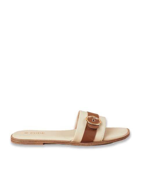 Code by Lifestyle Women's Cream & Brown Slides