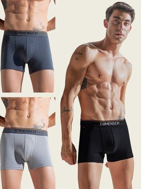 Damensch Multicolor Cotton Regular Fit Trunks (Pack Of 3 )
