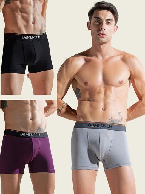 Damensch Multicolor Cotton Regular Fit Trunks (Pack Of 3)