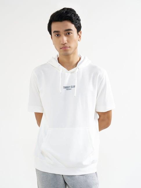 Ajile By Pantaloons Off White Relaxed Fit Printed Hoodie