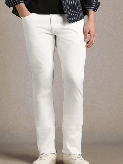 Louis Philippe White Cotton Slim Fit Jeans