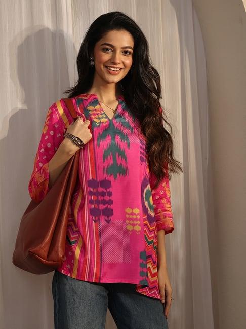 Libas Multi Geometric Printed Straight Short Kurti
